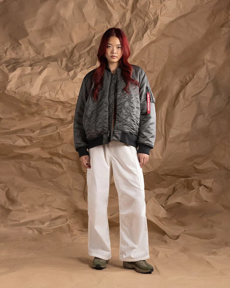WOMEN'S MA-1 SHIRRING BOMBER JACKET - Image 6