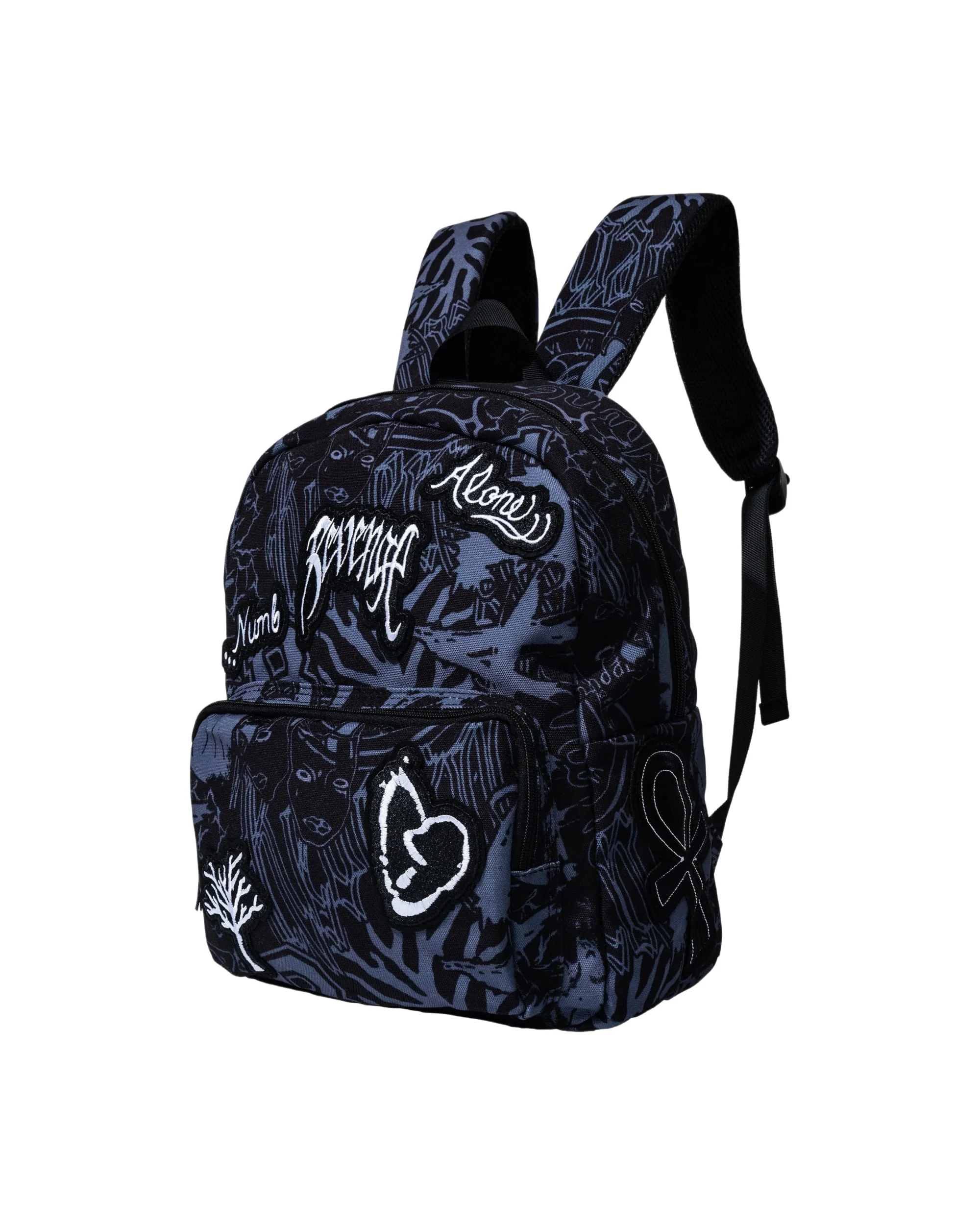X COLLAGE PATCHES CANVAS BACKPACK BLACK/WHITE - Image 6