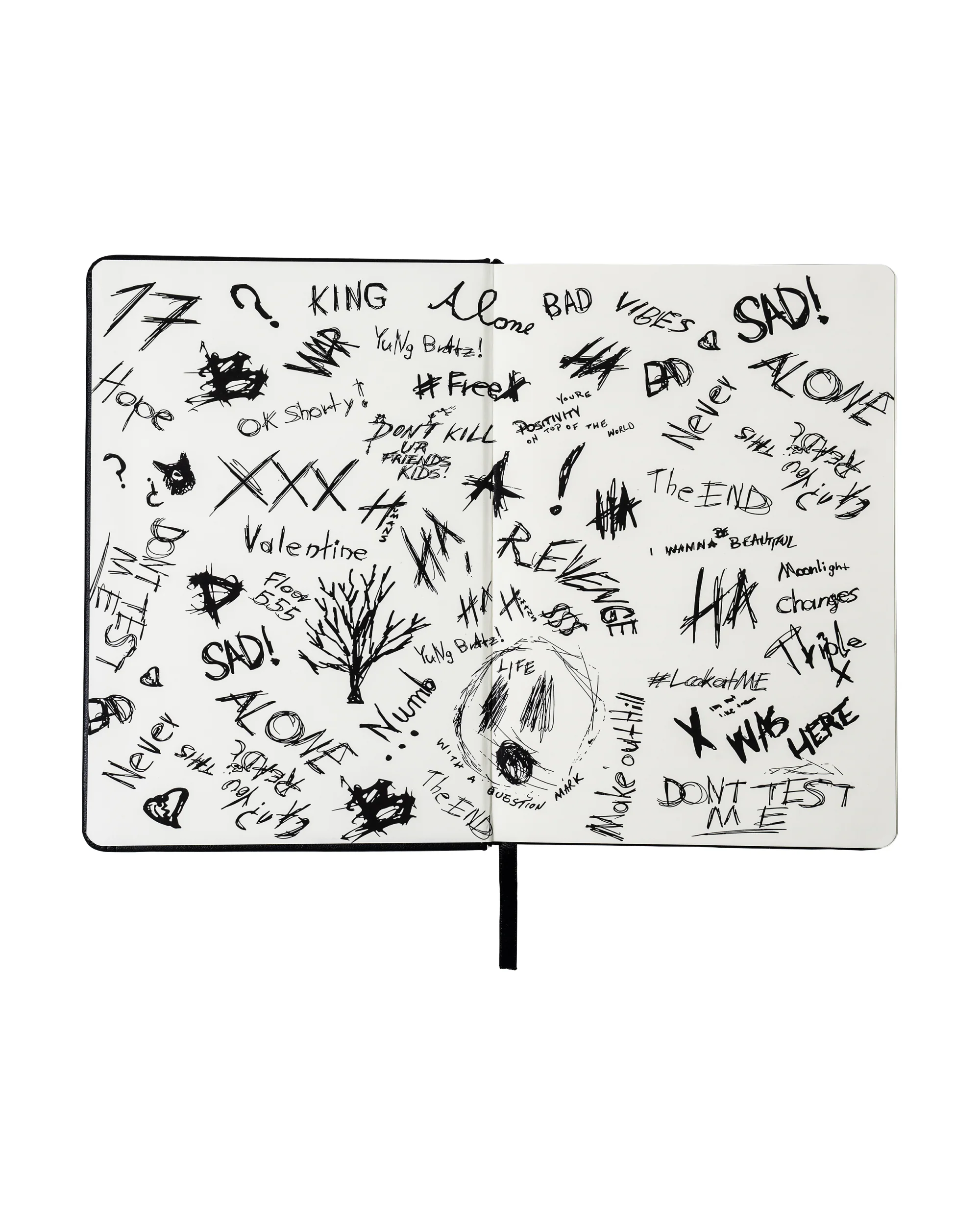 X HEARTBREAK DEBOSSED LEATHER NOTEBOOK BLACK - Image 3