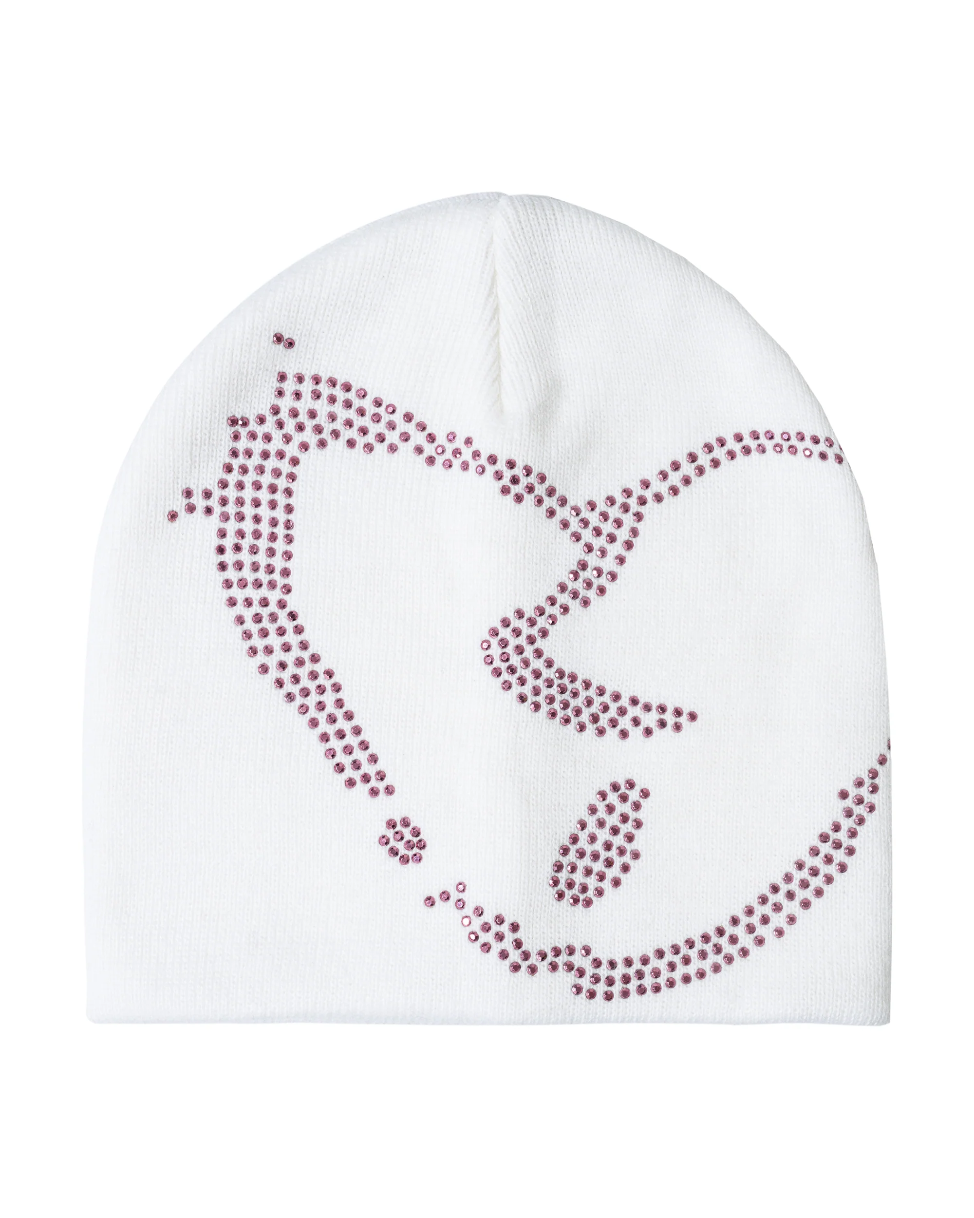 X HEARTBREAK RHINESTONE BEANIE WHITE/PINK