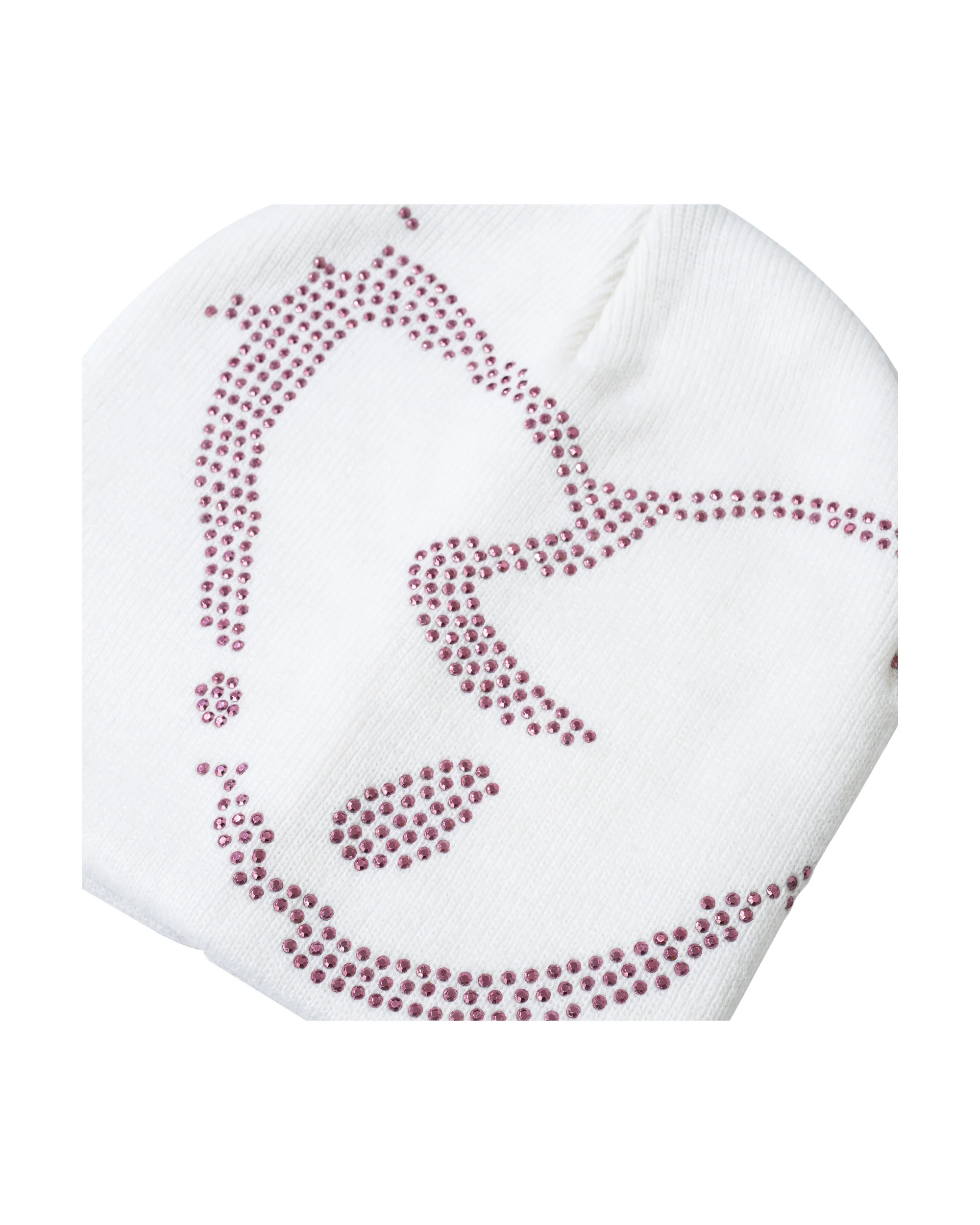 X HEARTBREAK RHINESTONE BEANIE WHITE/PINK - Image 3