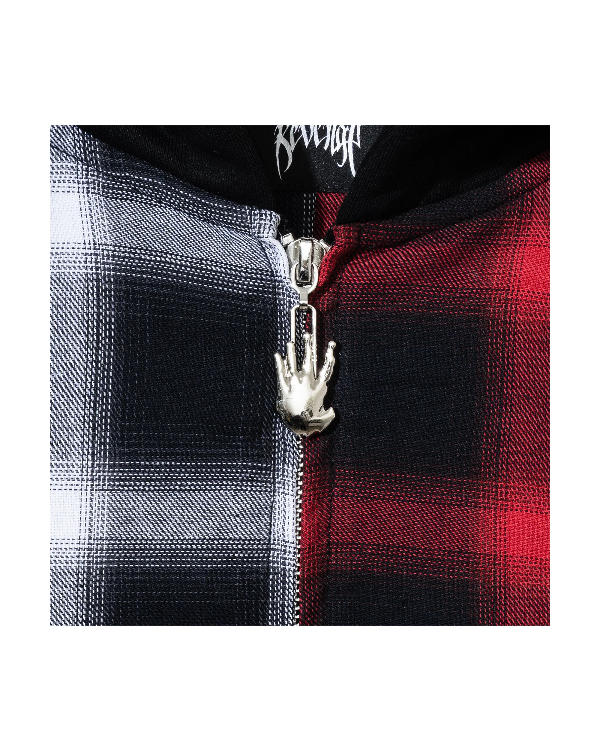 X HEARTBREAK SPLIT HOODED FLANNEL BLACK/RED - Image 3