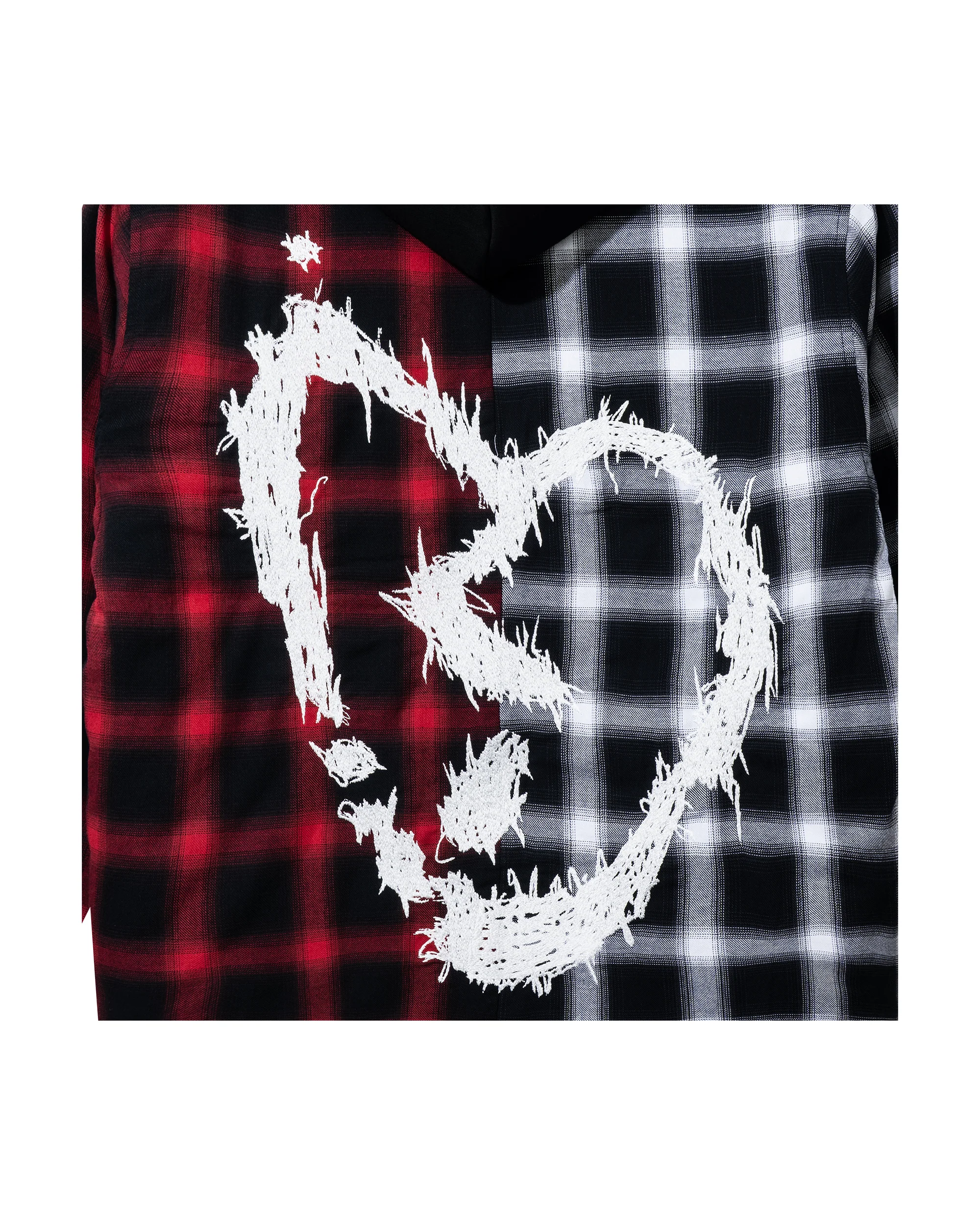 X HEARTBREAK SPLIT HOODED FLANNEL BLACK/RED - Image 4