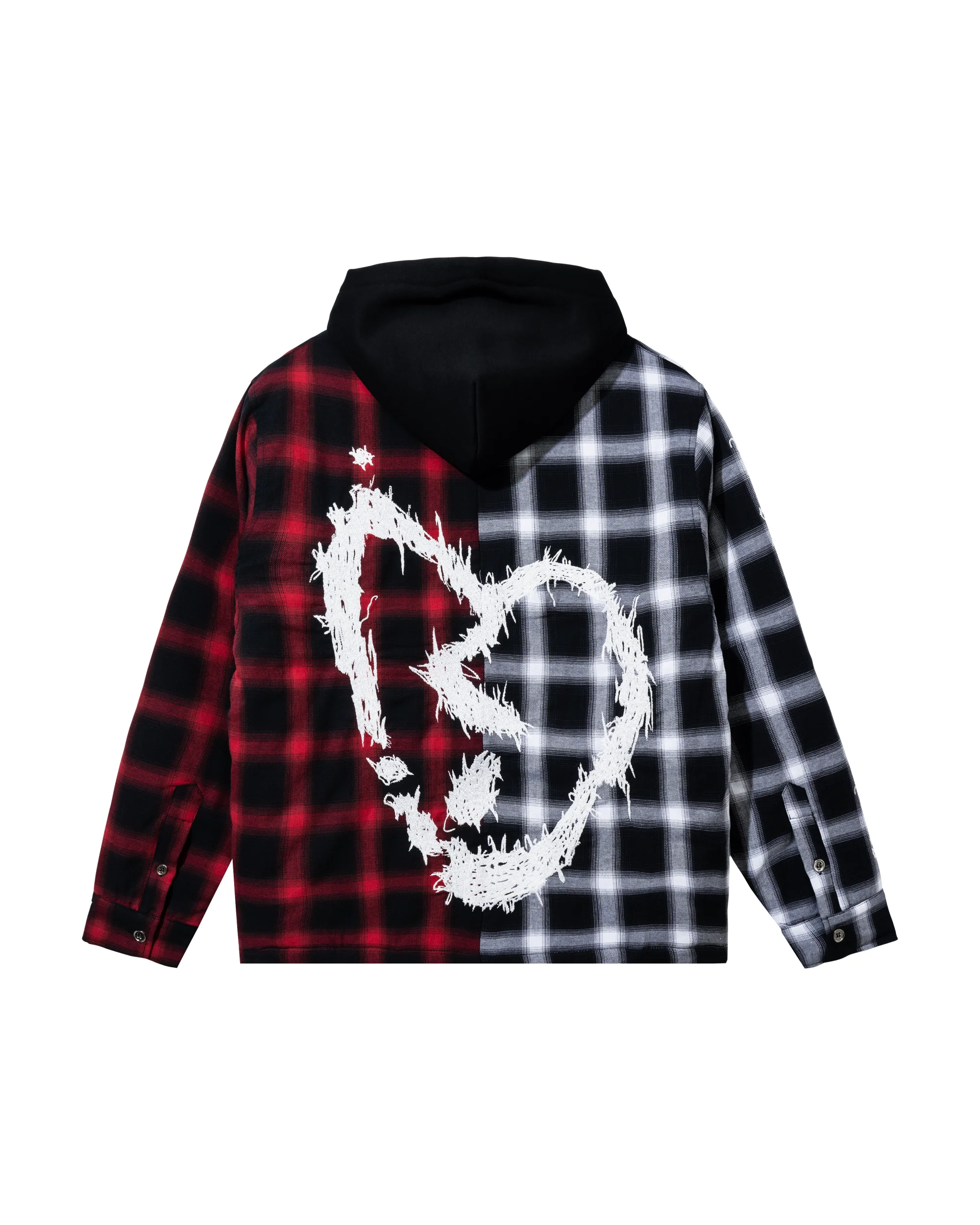 X HEARTBREAK SPLIT HOODED FLANNEL BLACK/RED - Image 6