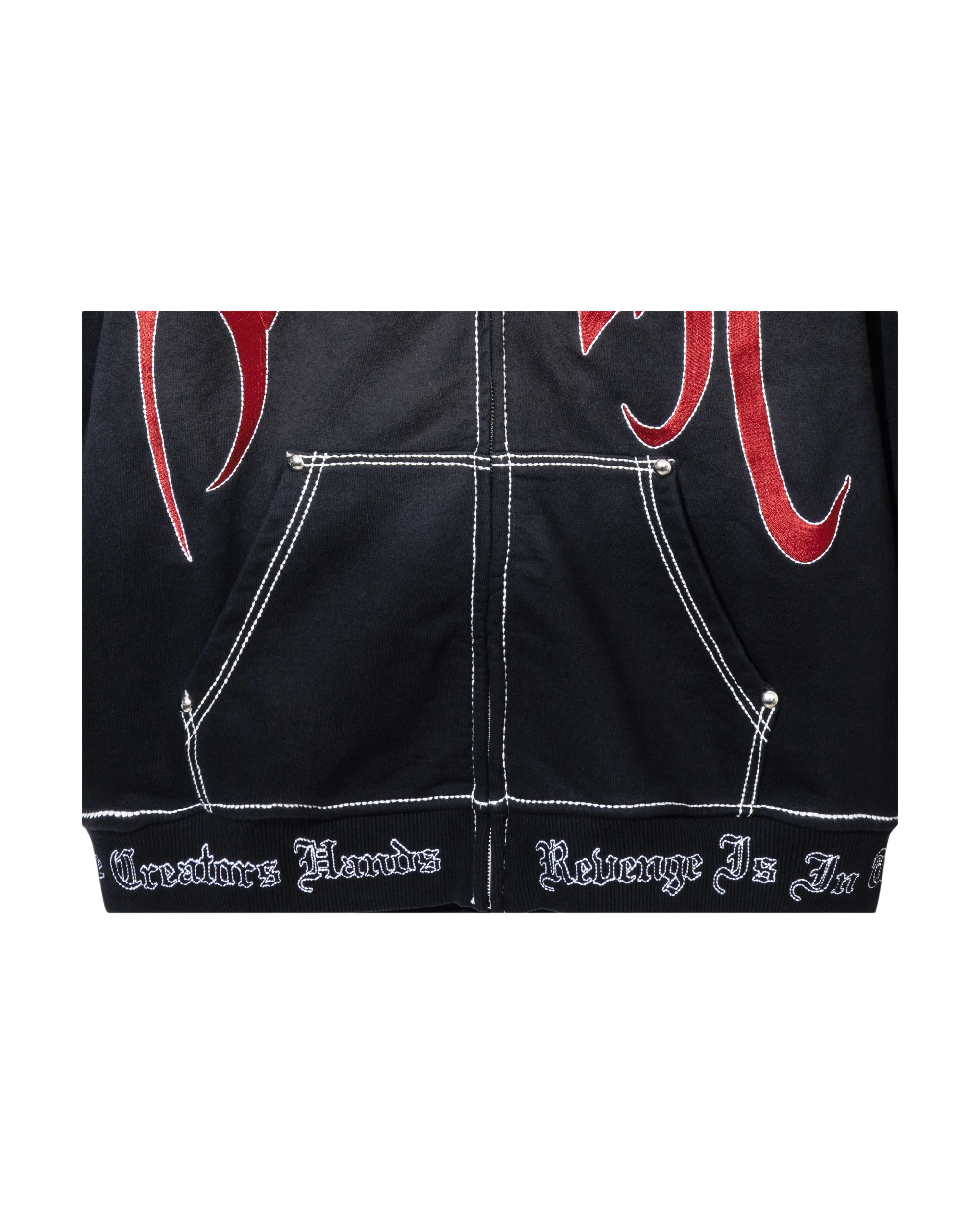 X KILL CONTRAST STITCH ZIP BLACK/RED - Image 4