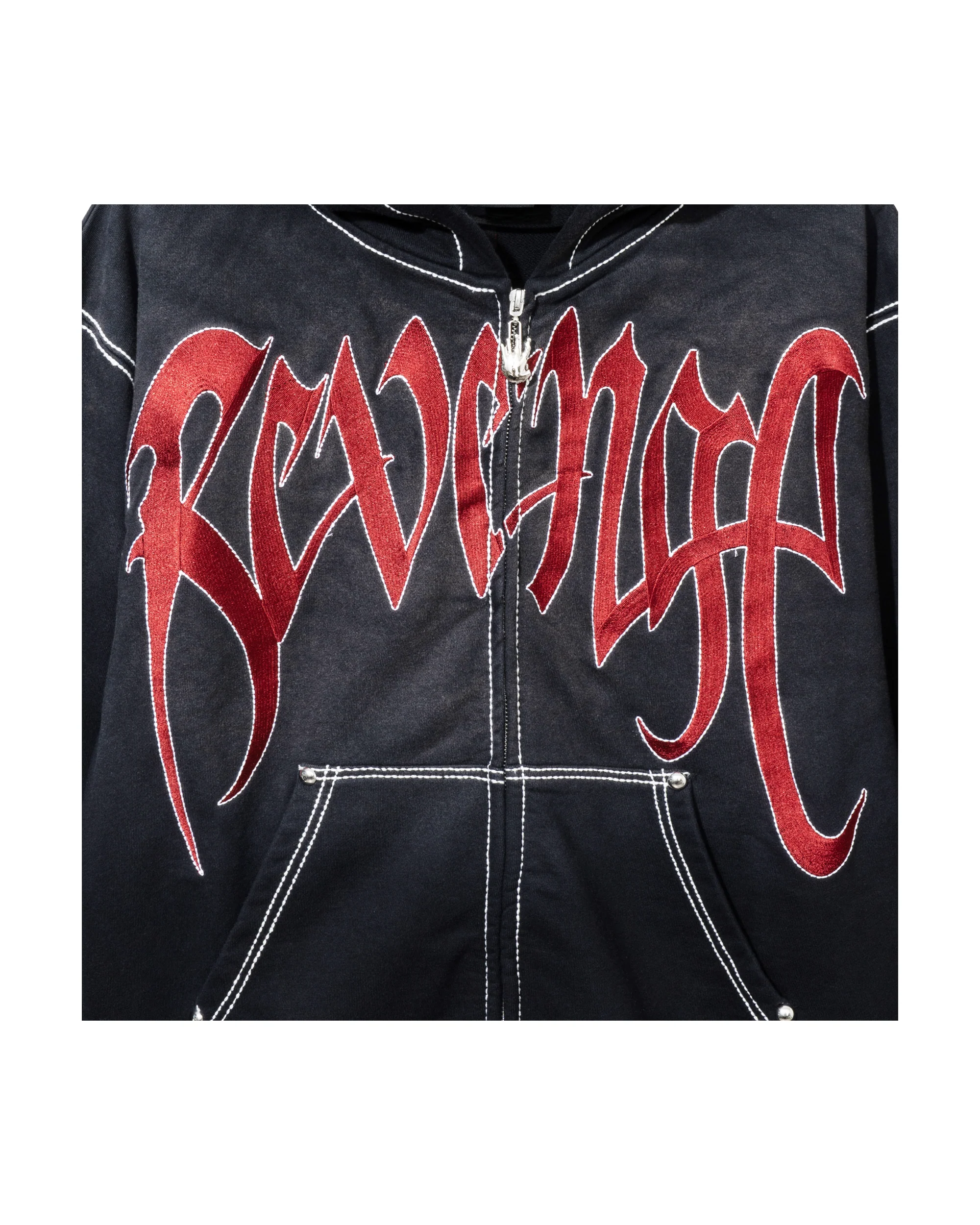 X KILL CONTRAST STITCH ZIP BLACK/RED - Image 6