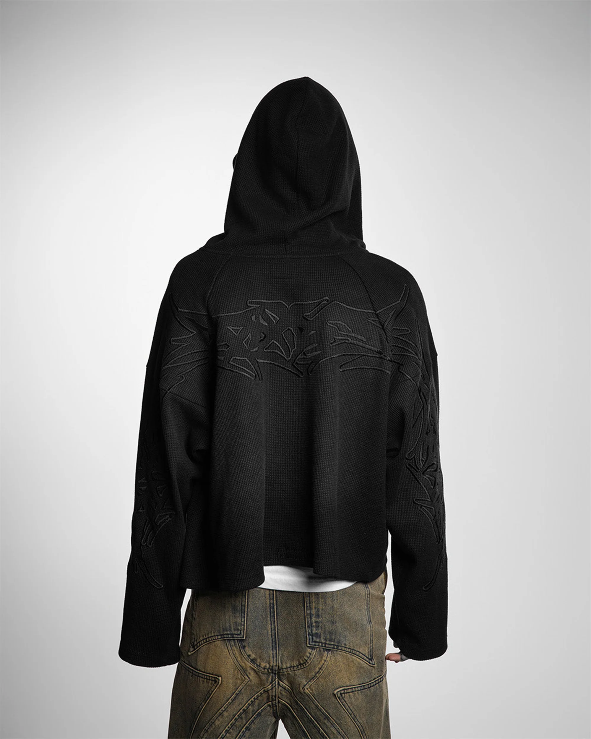 X-RAY THERMAL KNIT HOODIE V2 ( SHADOW BLACK ) - Image 4