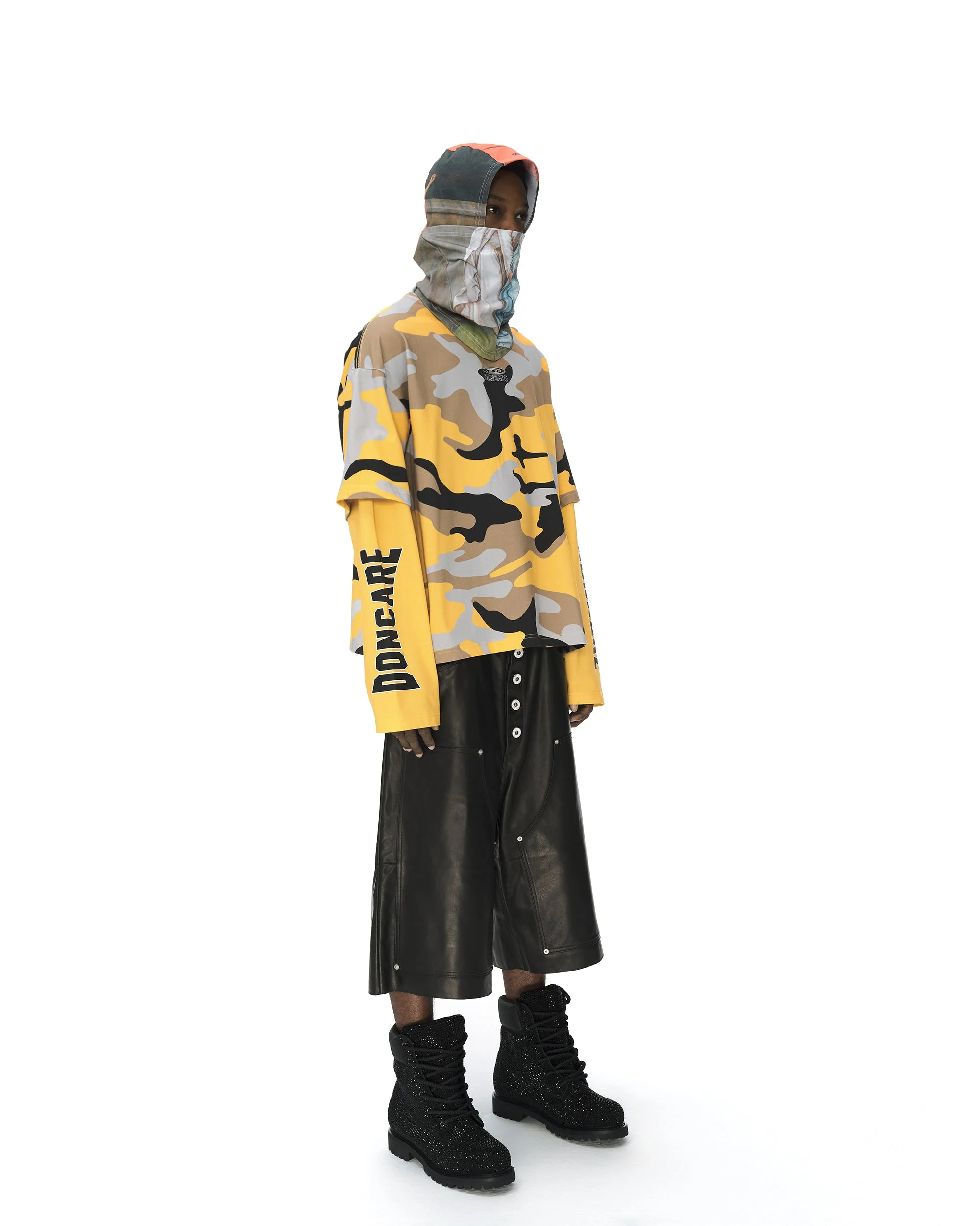 YELLOW CAMO FAUX LAYERED LONG SLEEVE T-SHIRT - Image 12
