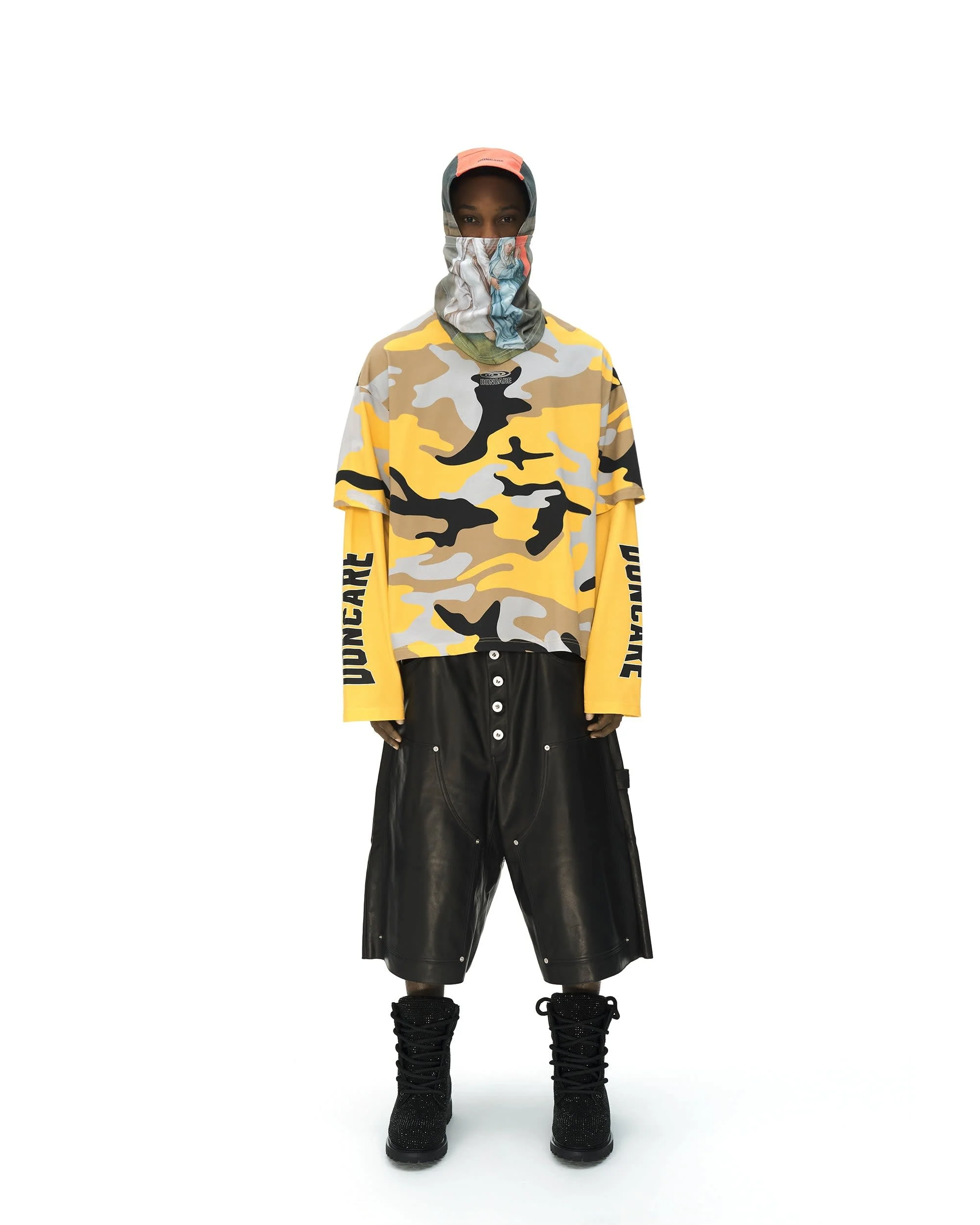YELLOW CAMO FAUX LAYERED LONG SLEEVE T-SHIRT - Image 3