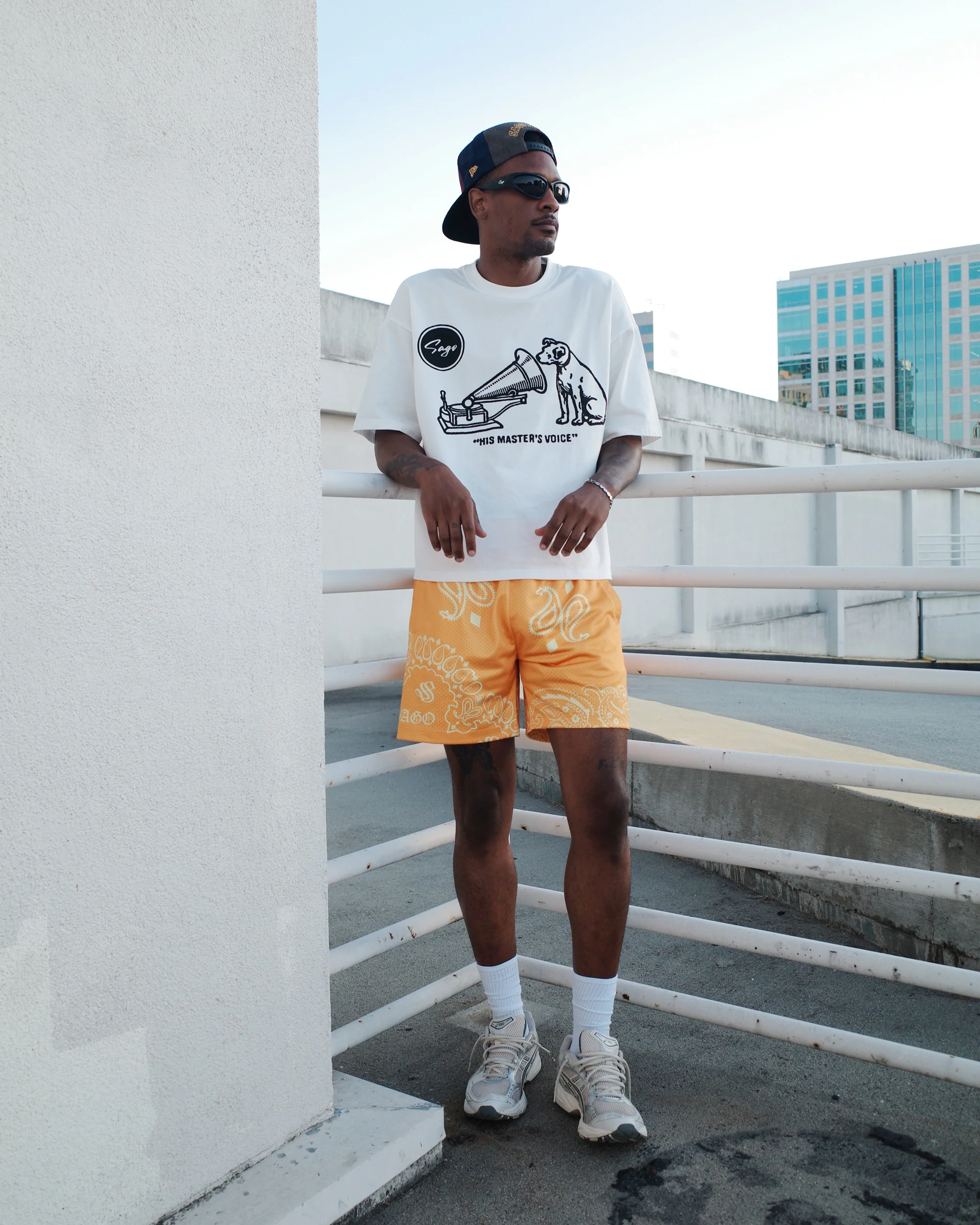 Yellow tonal bandana shorts - Image 4