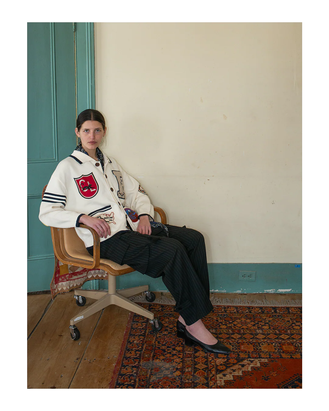 York Varsity Patch Collared Cardigan - Image 3